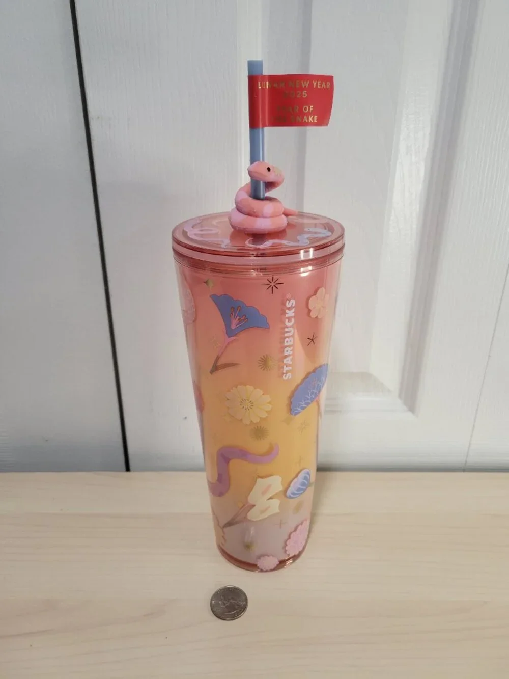 STARBUCKS 2025 Lunar New Year Snake 24oz Pastel Pink Venti Cold Cup Tumbler NWT